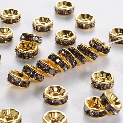 Brass Grade A Rhinestone Spacer Beads RSB037NF-03G-1