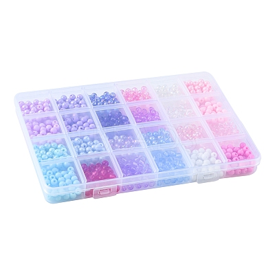120G 24 Style Transparent & Opaque Acrylic Beads OACR-FS0001-21-1