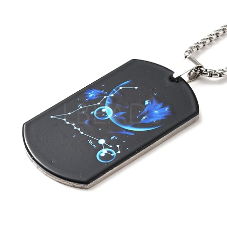 201 Stainless Steel Rectangle with Constellations Pendant Necklace for Women NJEW-G015-01H-1