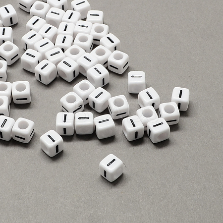 Large Hole Acrylic Letter European Beads SACR-Q103-6mm-01I-1