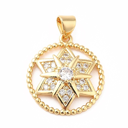 Rack Plating Brass Micro Pave Cubic Zirconia Pendants LS-KK-B057-07G-1