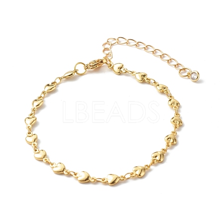 Brass Heart Link Chains Bracelets BJEW-JB06544-1