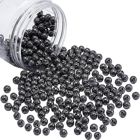 Electroplated Natural Lava Rock Beads G-NB0001-91A-1