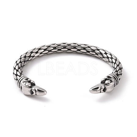 304 Stainless Steel Bird Open Cuff Bangle for Men Women BJEW-M230-08AS-1