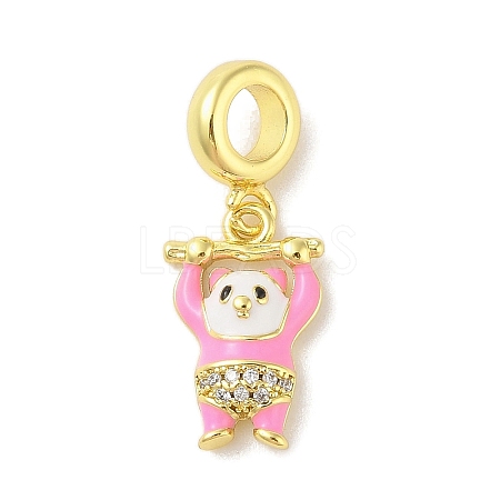 Rack Plating Brass Micro Pave Clear Cubic Zirconia Enamel European Dangle Charms KK-S380-27G-01-1