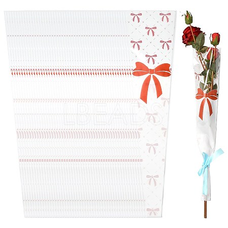 Bowknot Print Transparent PE Cone Flower Sleeves ABAG-FZC0002-001E-1