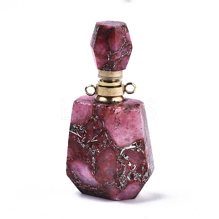 Assembled Synthetic Pyrite and Imperial Jasper Openable Perfume Bottle Pendants G-R481-13C-1