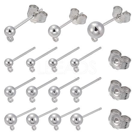 24Pcs 3 Styles Sterling Silver Round Ball Stud Earring Findings FIND-ME0002-56-1