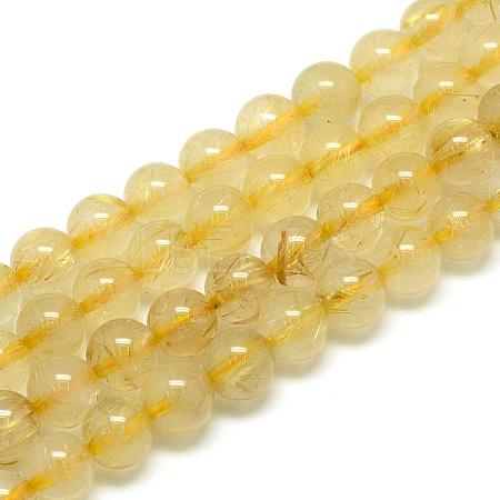 Natural Gold Rutilated Quartz Beads Strands G-S150-17-6mm-1