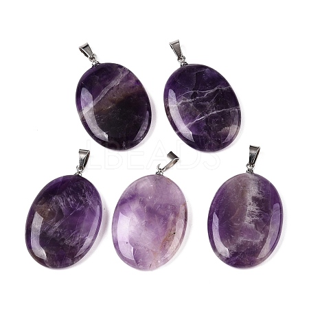 Natural Amethyst Pendants G-T138-207E-1