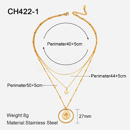 304 Stainless Steel with Clear Cubic Zirconia Double Layer Necklaces FS-WG7985A-18-1