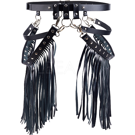 Imitation Leather Tassel Chain Belt AJEW-WH20006-20-1