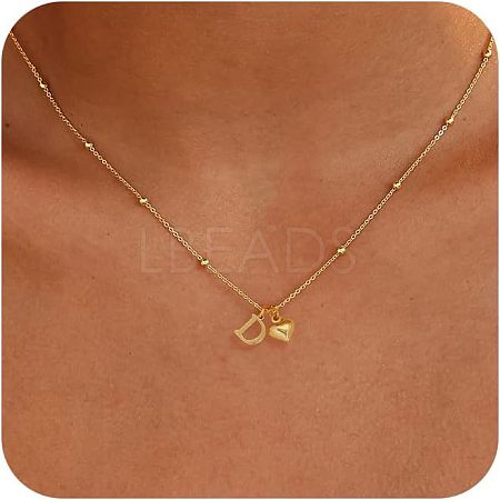 Brass Initial and Heart Pendant Necklaces for Women FS-WG01F32-04-1