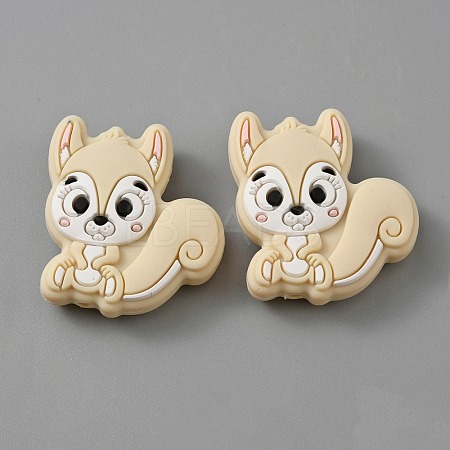 Squirrel Food Grade Eco-Friendly Silicone Beads SIL-WH0012-030I-1