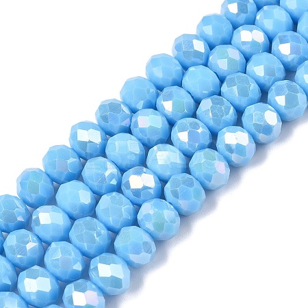 Electroplate Glass Beads Strands EGLA-A044-P8mm-B08-1