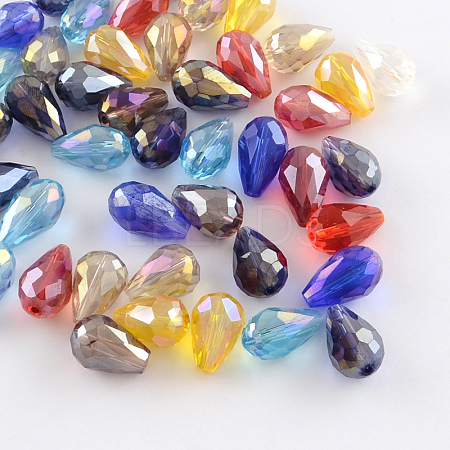 AB-Color Plated Teardrop Glass Beads EGLA-R104-5x7-1