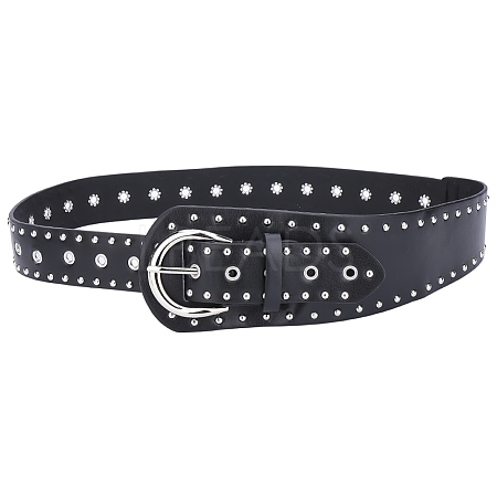 Imitation Leather with Alloy Rivets Chain Belts AJEW-WH20006-449A-1