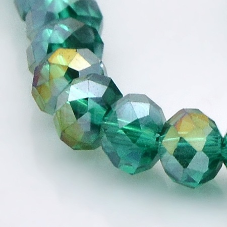 Half Rainbow Plated Faceted Rondelle Electroplate Glass Beads Strands GLAA-A024D-HR04-1
