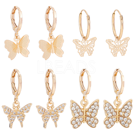 ANATTASOUL 4 Pair 4 Style Brass & Alloy Dangle Leverback Earrings for Women EJEW-AN0003-83-1