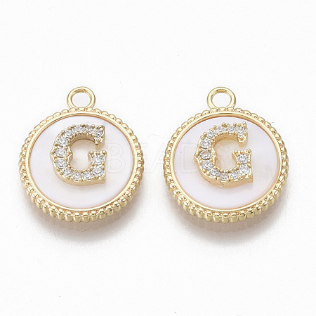 Brass Micro Pave Cubic Zirconia Pendants KK-T062-04G-NF-1