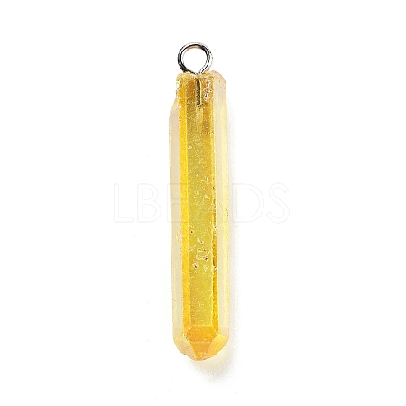 Electroplated Natural Quartz Pendants G-P315-B01-09P-1