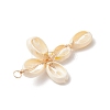 2Pcs 2 Colors Natural Cowrie Shell Beaded Cross Pendants PALLOY-JF03938-5
