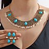 Bohemia Style Alloy Teardrop Jewelry Set SJEW-H076-02AG-1