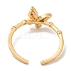 Brass with Cubic Zirconia Open Cuff Rings RJEW-B052-05G-02-3