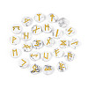 Brass Elder Futhark Alphabet Engraved Symbol Flat Round Natural Howlite Rune Stones G-I373-01F-2