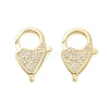 Brass Micro Pave Clear Cubic Zirconia Lobster Claw Clasps KK-I354-01G-01-1