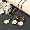 304 Stainless Steel Enamel & Rhinestone Pendant Necklaces & Hoop Earring Set for Women SJEW-C007-02G-02-2