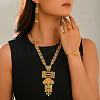 Vintage Alloy Rectangle Tassel Bracelets & Earrings & Necklaces & Rings Sets for Women GX1745-3