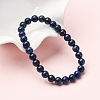 Natural Lapis Lazuli Round Beaded Stretch Bracelets BJEW-F202-04-1