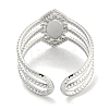 304 Stainless Steel Synthetic Turquoise Cuff Rings G-Z056-03P-02-3
