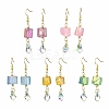 Dyed Natural Quartz & Glass Teardrop Dangle Earrings EJEW-JE05714-1