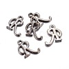 Gunmetal Plated Alloy Letter Pendants PALLOY-P097-03-R-2