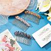 CRASPIRE 3Pcs 3 Colors Fashionable Glass & Brass Hair Combs OHAR-CP0001-03-4