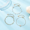 304 Stainless Steel Heart & Natural Morganite Nuggets Link Chain 3 Layer Stackable Necklaces BJEW-JB12459-03-1