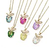 Tiger with Bowknot Light Gold Brass Micro Pave Cubic Zirconia Pendant Necklaces NJEW-E105-22KCG-1