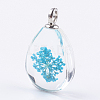 Glass Dried Flower Pendants GLAA-K018-D-1