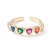 Colorful Cubic Zirconia Heart Cuff Ring KK-D067-30G-RS-3