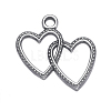 Antique Silver Plated Tibetan Style Zinc Alloy Heart to Heart Pendants X-A0943Y-1