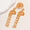 Vintage Alloy Hollowed-out Conch Shape Ring & Tassel Earrings Sets for Women CY8500-1