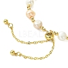 Adjustable Natural Cultured Freshwater Pearl & Brass Beads Slider Bracelets  for Women BJEW-JB13604-4