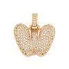 Brass Micro Pave Clear Cubic Zirconia Pendants KK-B099-01G-W-1