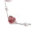 Natural Strawberry Quartz Nuggets Link Chain Necklaces NJEW-H041-06P-05-2