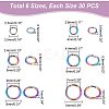 180Pcs 6 Styles 304 Stainless Steel Open Jump Rings STAS-UN0039-10-3