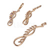 Golden Plated Brass Rhinestone Dangle Earrings & Pendant Sets SJEW-L191-01B-3