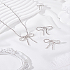 Bowknot Rhinestone Pendant Necklaces & Stud Earrings Sets SJEW-LP0001-53-3