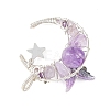 Natural Amethyst Round Chip Wire Wrapped Pendants PALLOY-TA00437-02-2